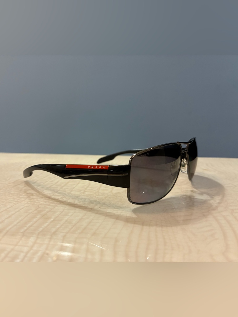 Prada Black Sunglasses with Red Stripe made in Italy - Picture 7 of 11